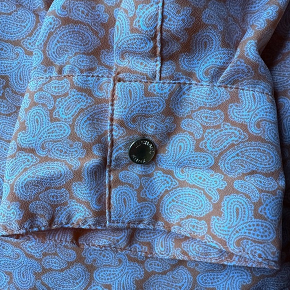 Michael Michael Kors women’s orange zippered pocket roll tab sleeves paisley - Picture 5 of 8